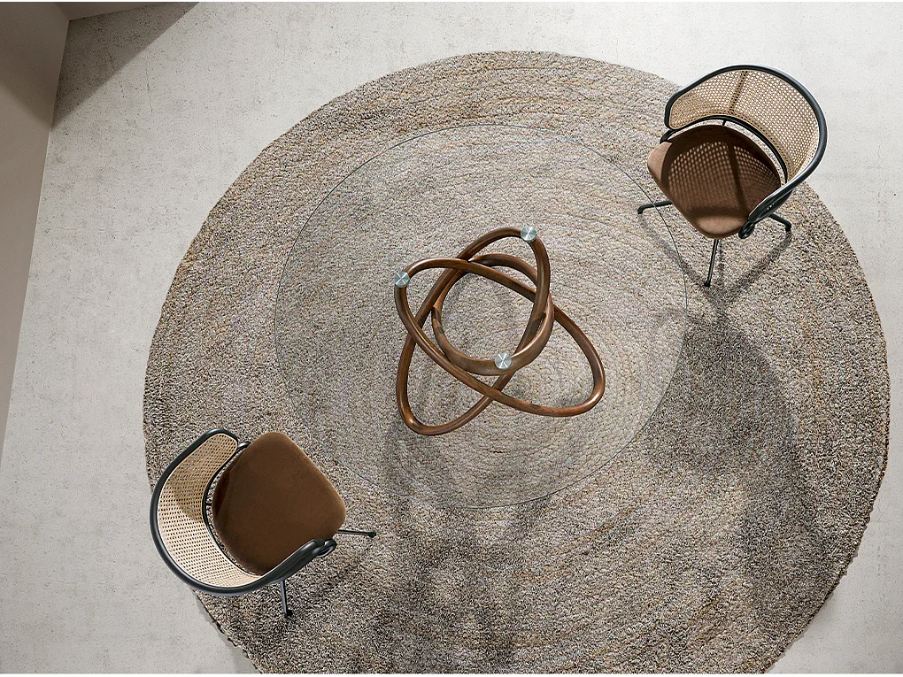 Esstisch runde gehärtetes Glas aus walnussfarbenes Holz 1020-Ø140 ANGEL CERDA