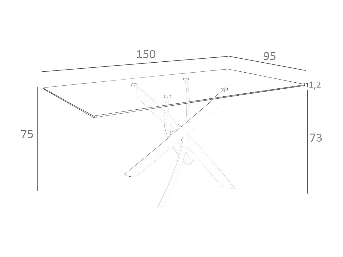 Stół do jadalni prostokątny szkło hartowane i stal chromowana 1061 ANGEL CERDA