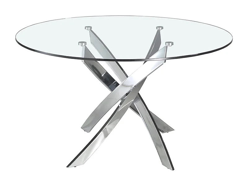 Stół do jadalni okrągła szkło hartowane i stal chromowana 1061 ANGEL CERDA