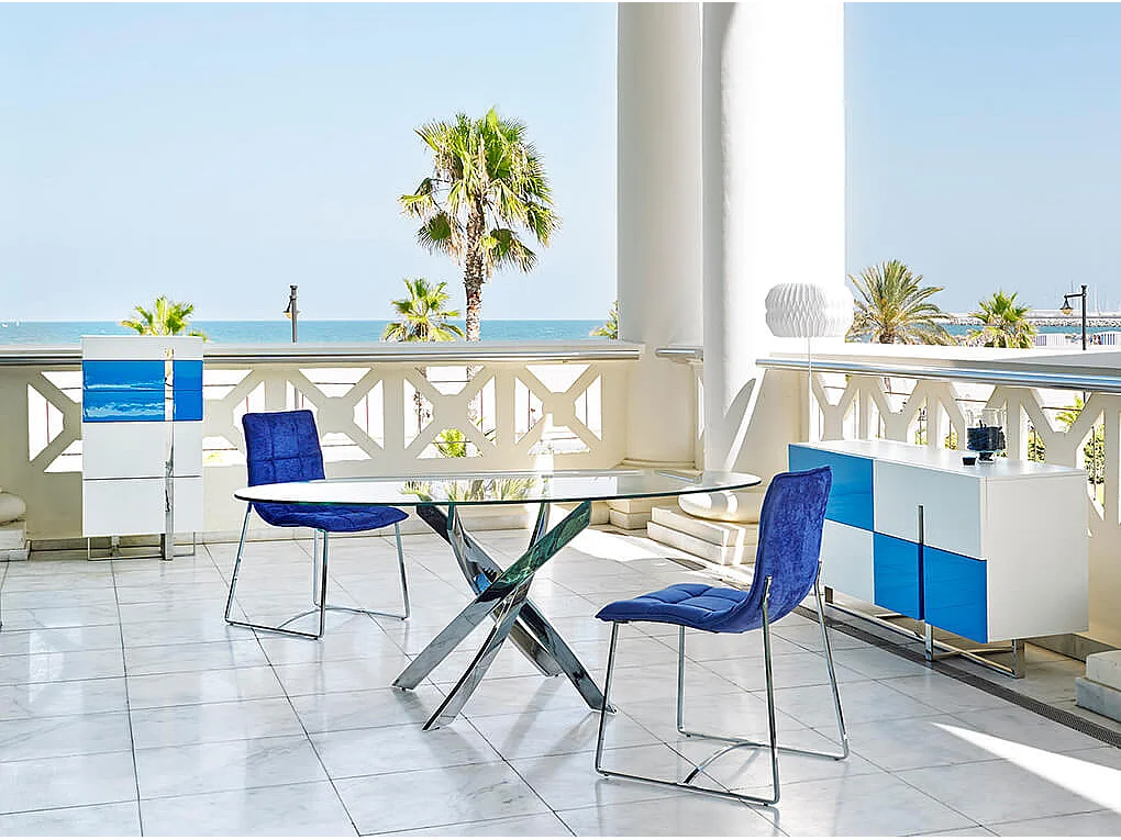 Stół do jadalni okrągła szkło hartowane i stal chromowana 1061-Ø140 ANGEL CERDA