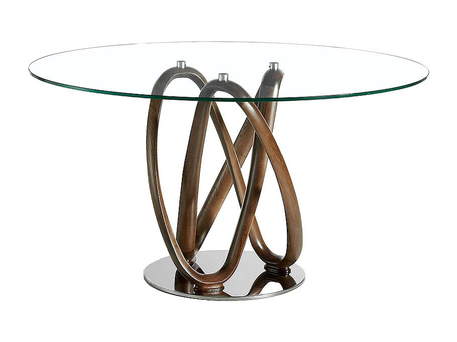 Tavolo da pranzo in vetro temperato e legno massello di noce   1021 ANGEL CERDA