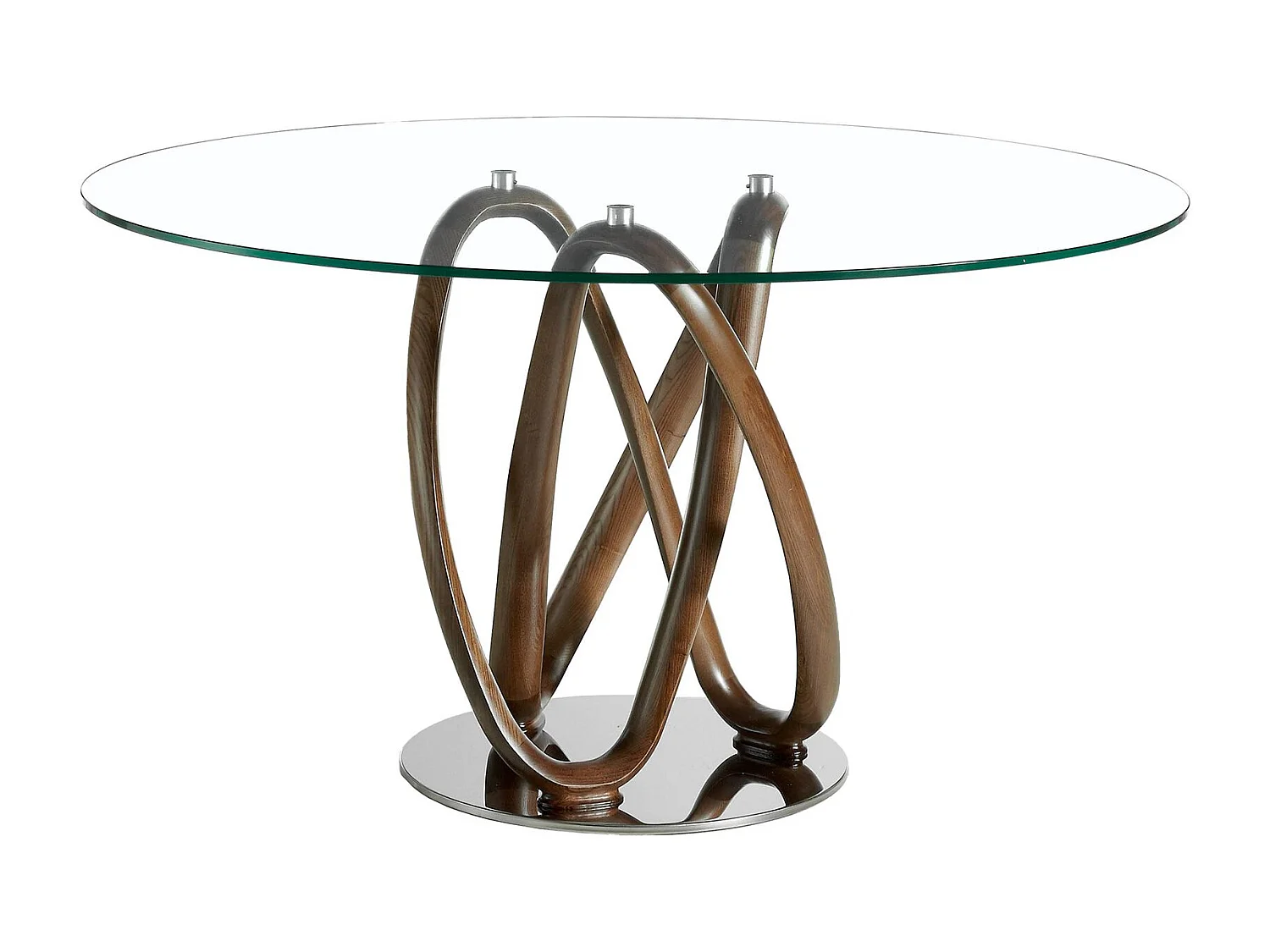 Table à manger ronde verre trempé et noyer 1021-Ø120 ANGEL CERDA