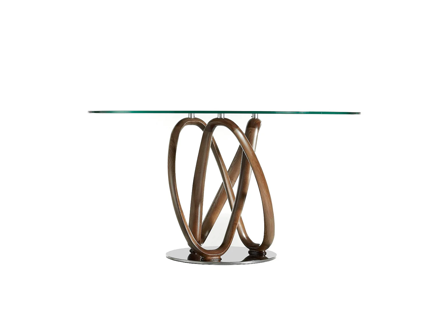 Tavolo da pranzo rotonda vetro temperato e noce 1021-Ø120 ANGEL CERDA