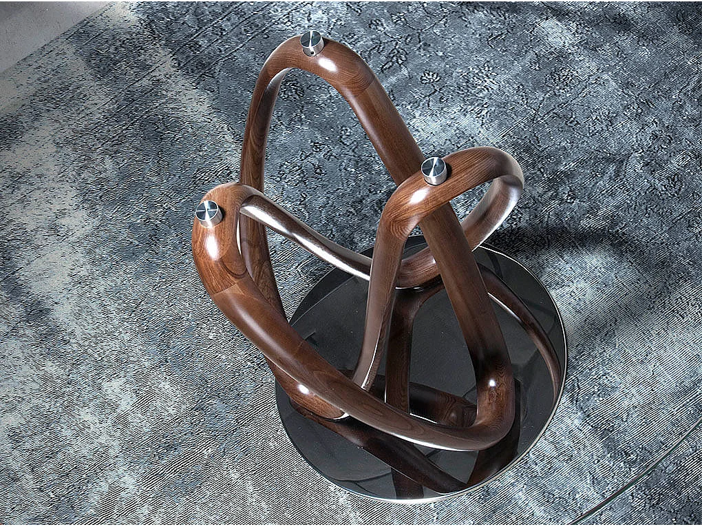 Tavolo da pranzo rotonda vetro temperato e noce 1021-Ø120 ANGEL CERDA