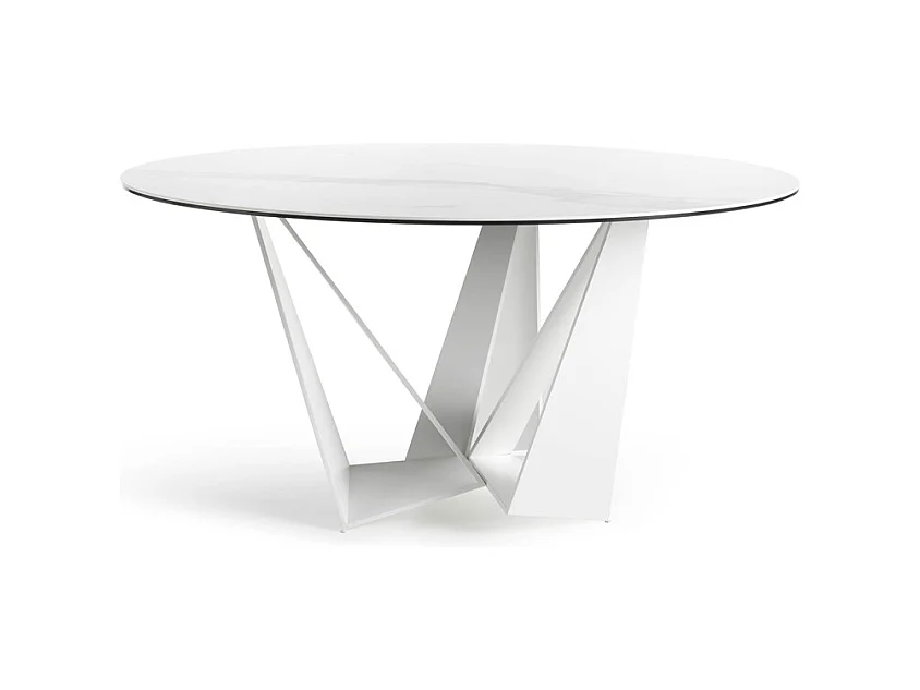 Table à manger en porcelaine et acier blanc