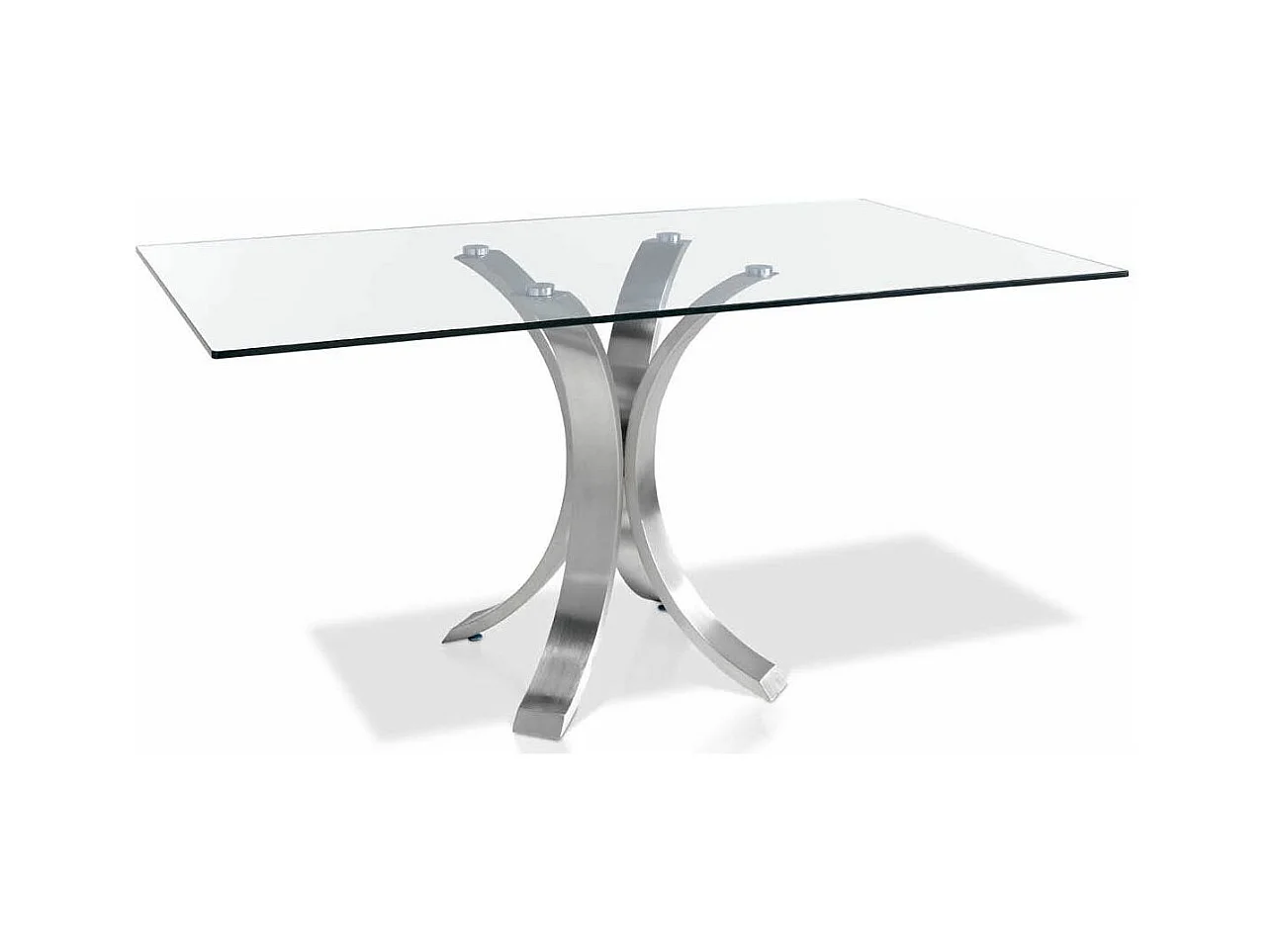 Rechthoekige tafel Gepolijst roestvrij staal en gehard glas Majestua-Dimensies L 140 x D 95 x H 76 cm