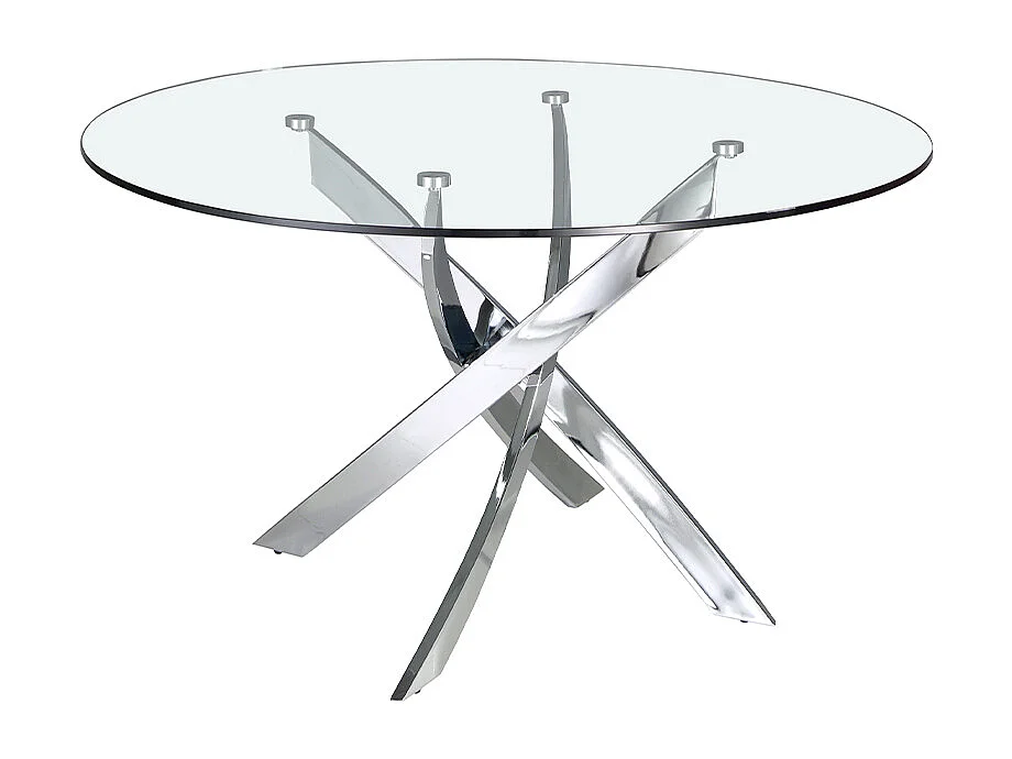Table à manger ronde verre trempé et acier chromé 1061-Ø120 ANGEL CERDA