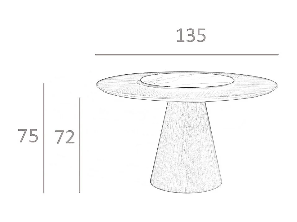 Table à manger ronde rotative noyer 1016 ANGEL CERDA