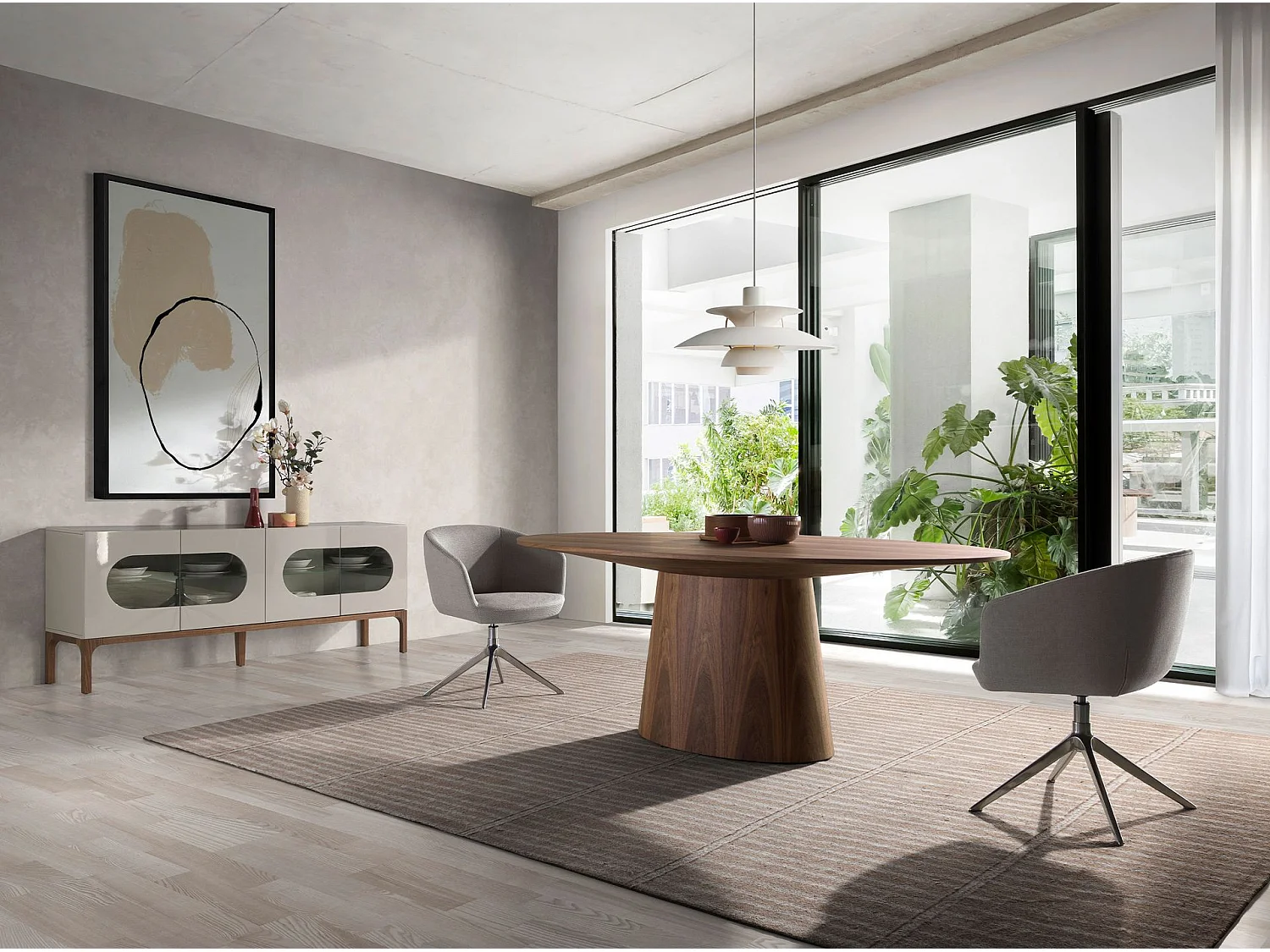 Oval walnut dining table 1013 ANGEL CERDA