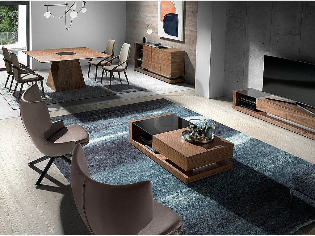 Eettafel vierkant walnoot fineer 1079 ANGEL CERDA