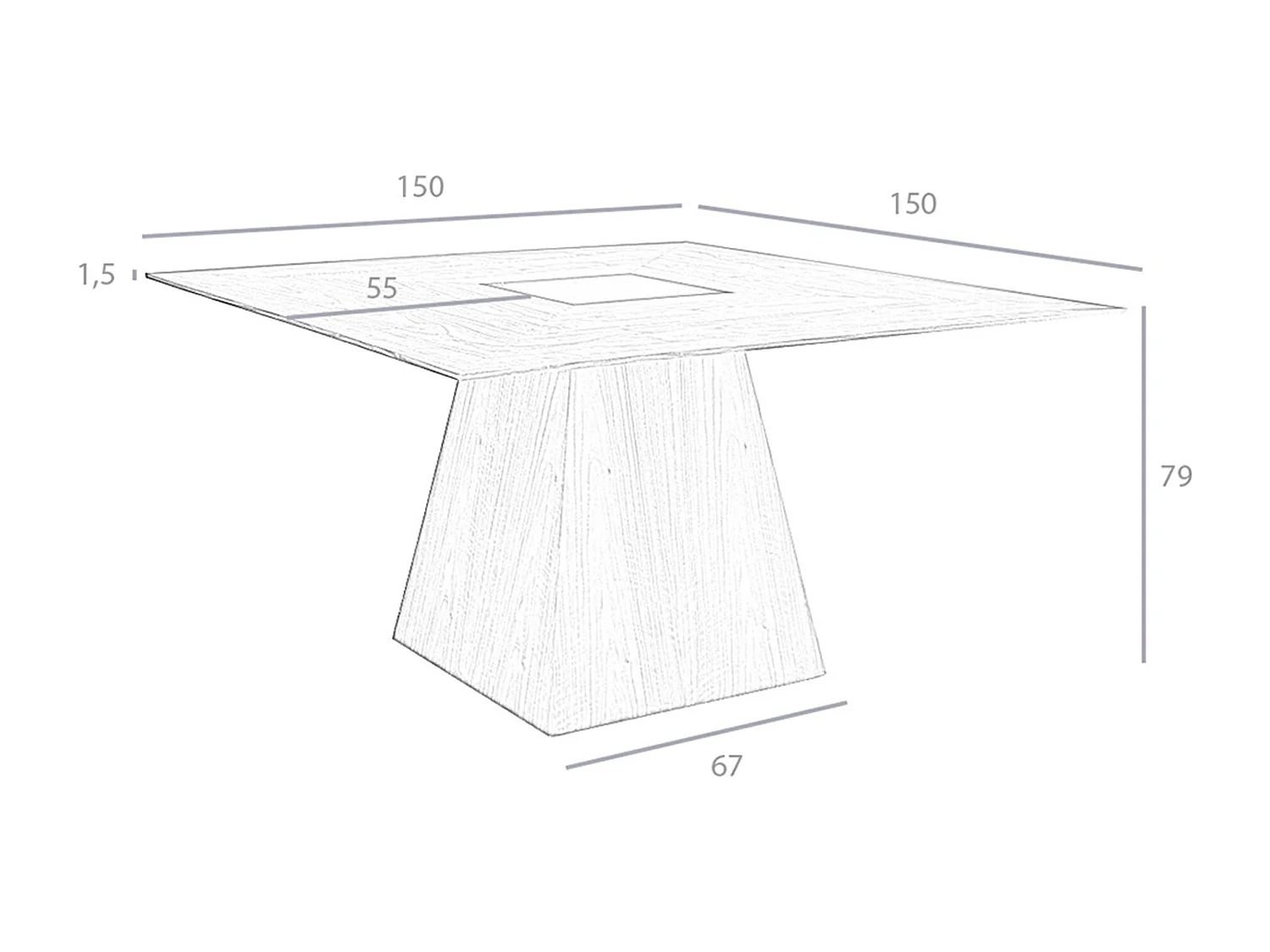 Eettafel vierkant walnoot fineer 1079 ANGEL CERDA