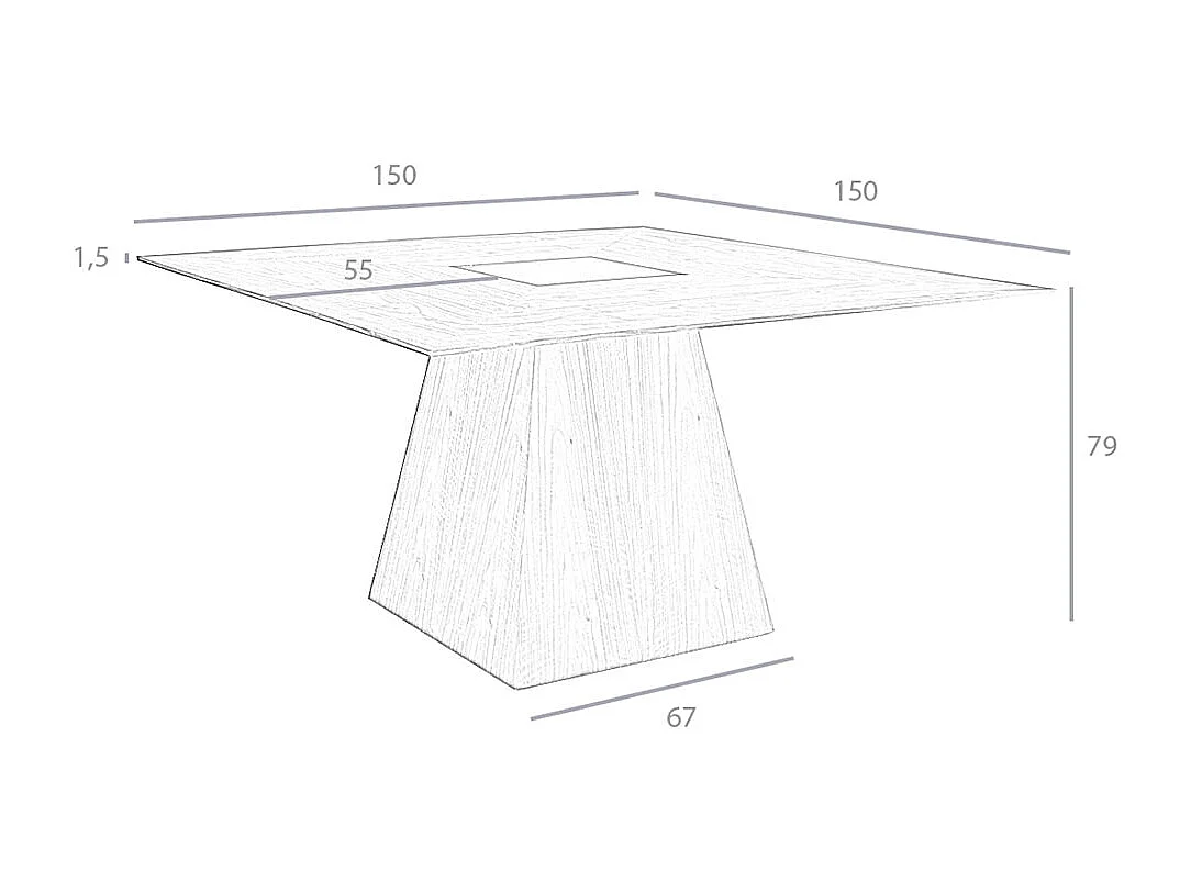 Eettafel vierkant walnoot fineer 1079 ANGEL CERDA