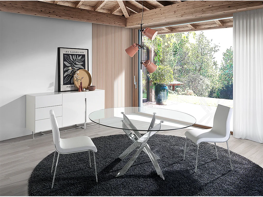 Ronde glazen eettafel 1061 ANGEL CERDA