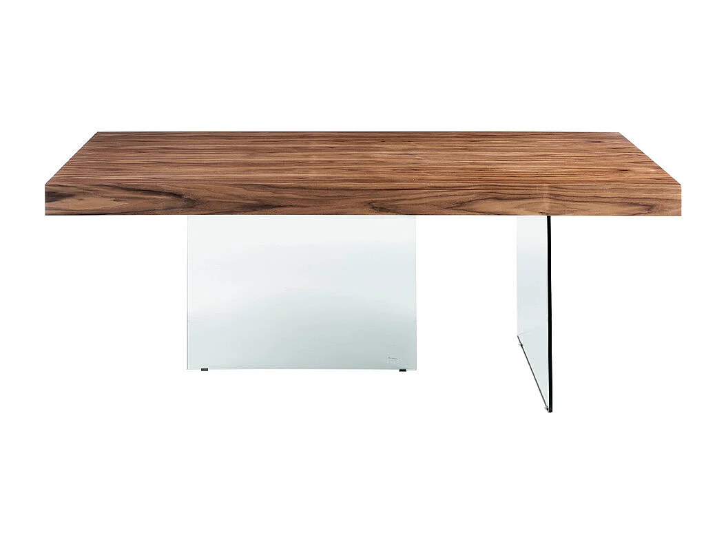 Stół do jadalni prostokątny orzech włoski i szkło hartowane