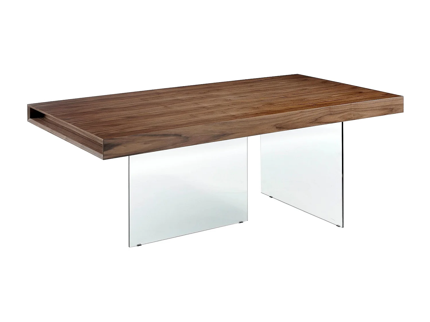 Table à manger rectangulaire noyer et verre trempé 1028 ANGEL CERDA