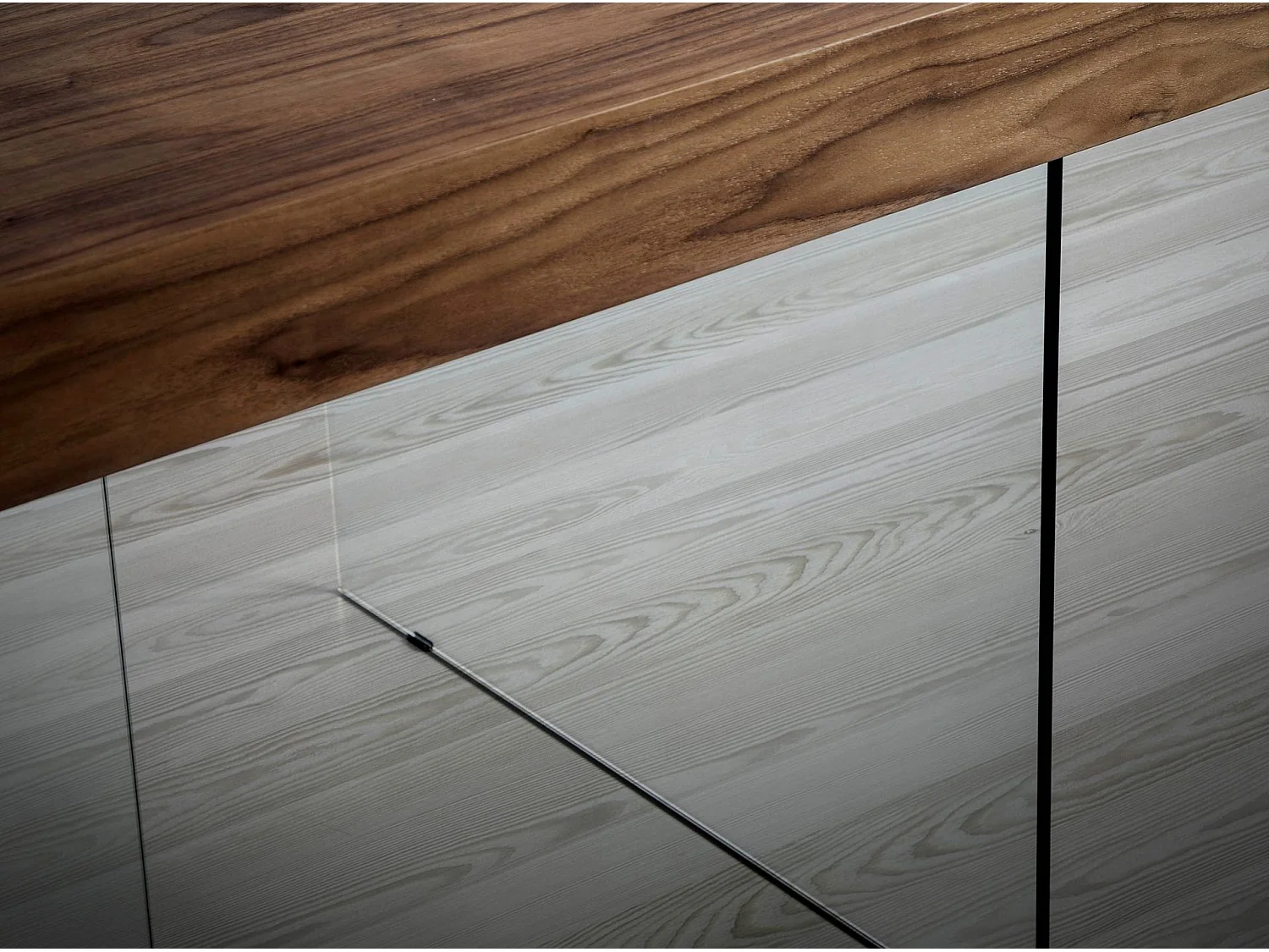 Table à manger rectangulaire noyer et verre trempé 1028 ANGEL CERDA