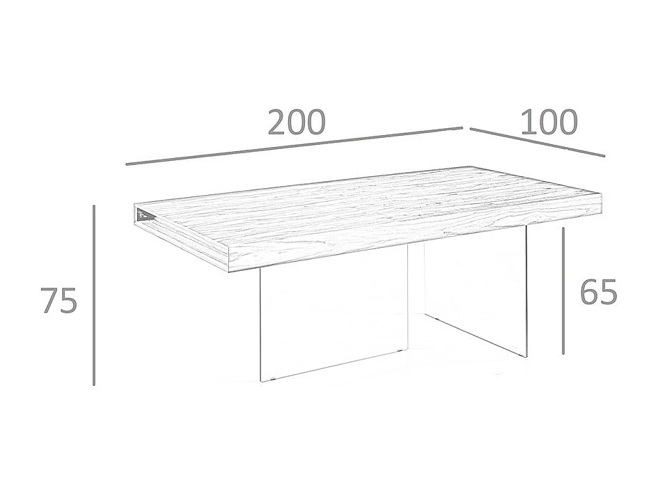 Table à manger rectangulaire noyer et verre trempé 1028 ANGEL CERDA