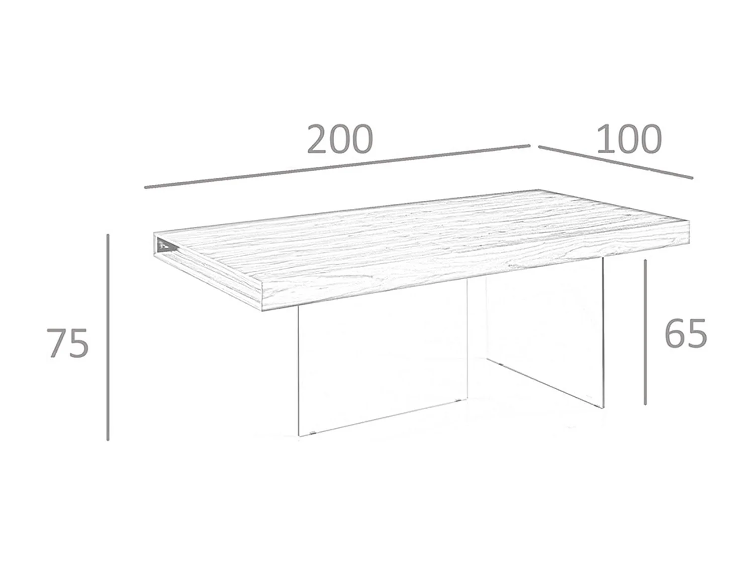 Tavolo da pranzo rettangolare noce e vetro temperato 1028 ANGEL CERDA