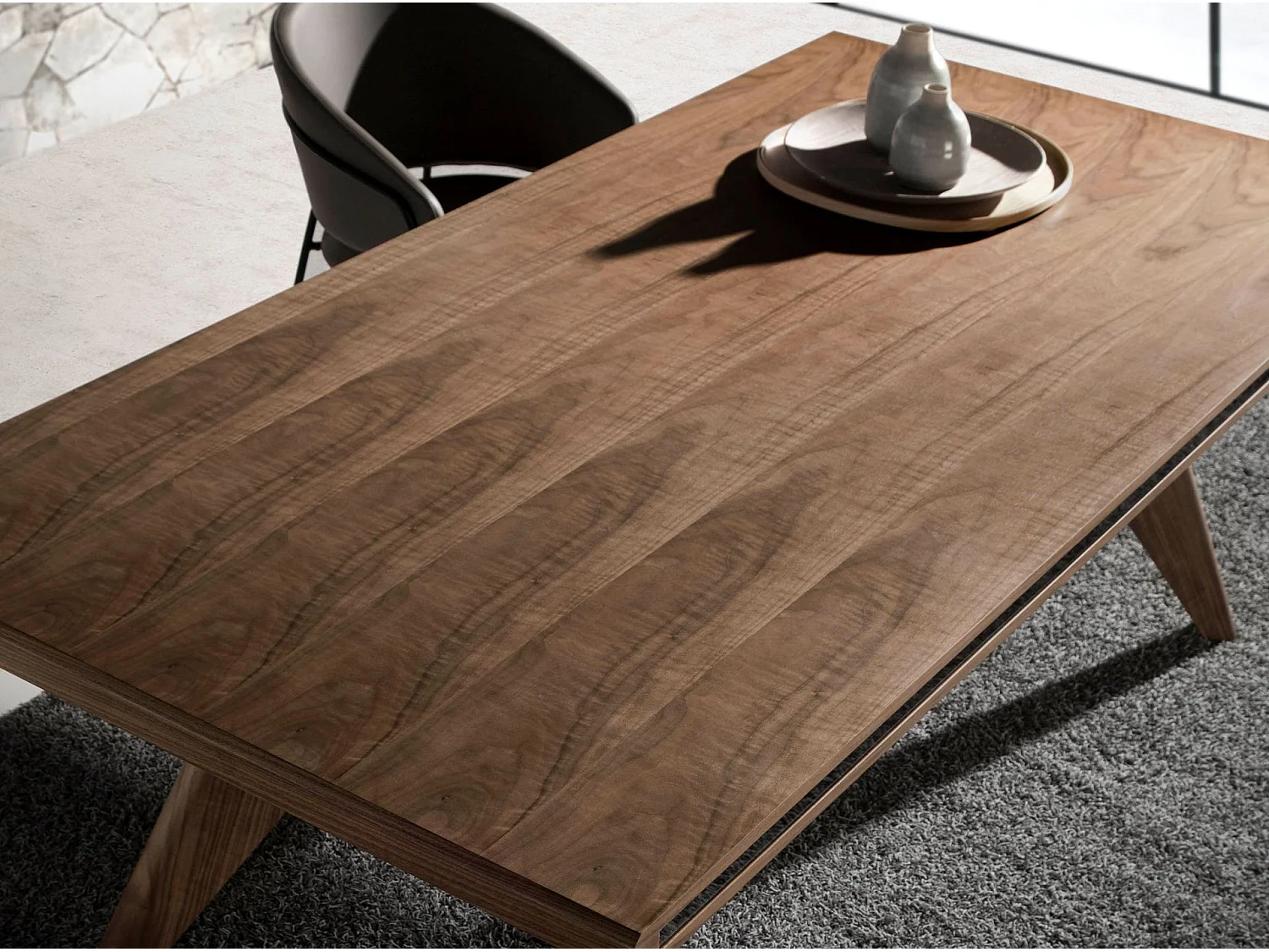 Table à manger rectangulaire noyer et noyer 1080 ANGEL CERDA