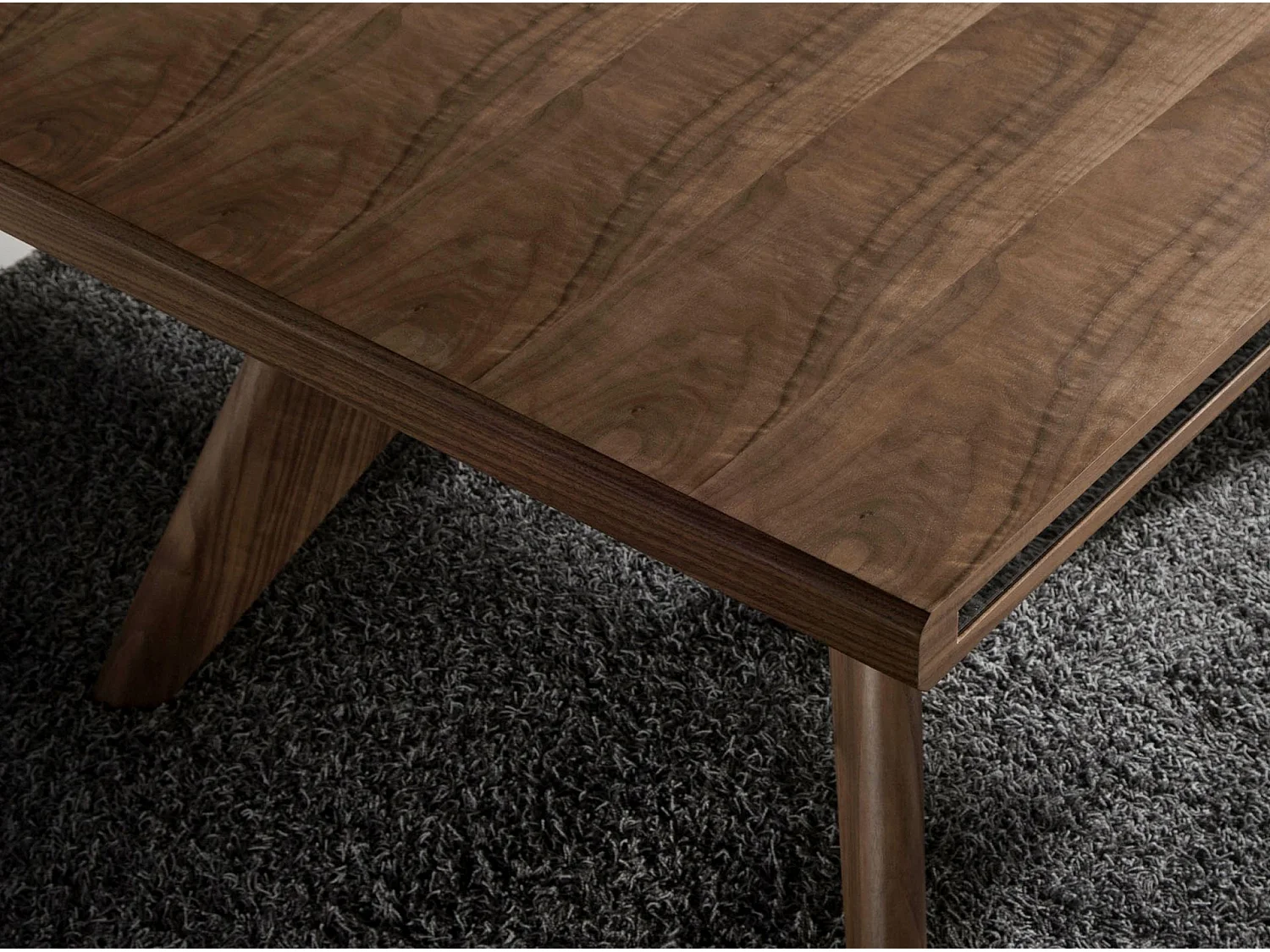 Eettafel rechthoekig walnoot fineer en walnootkleurig hout 1080 ANGEL CERDA