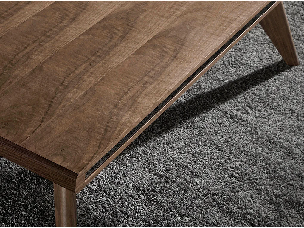 Eettafel rechthoekig walnoot fineer en walnootkleurig hout 1080 ANGEL CERDA