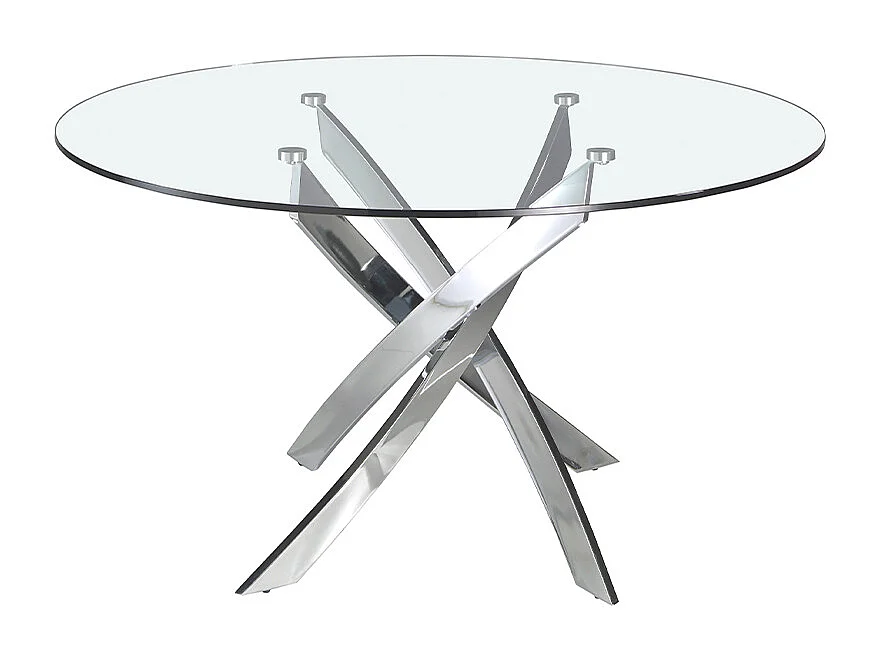 Table à manger ronde verre trempé et acier chromé 1061-Ø110 ANGEL CERDA