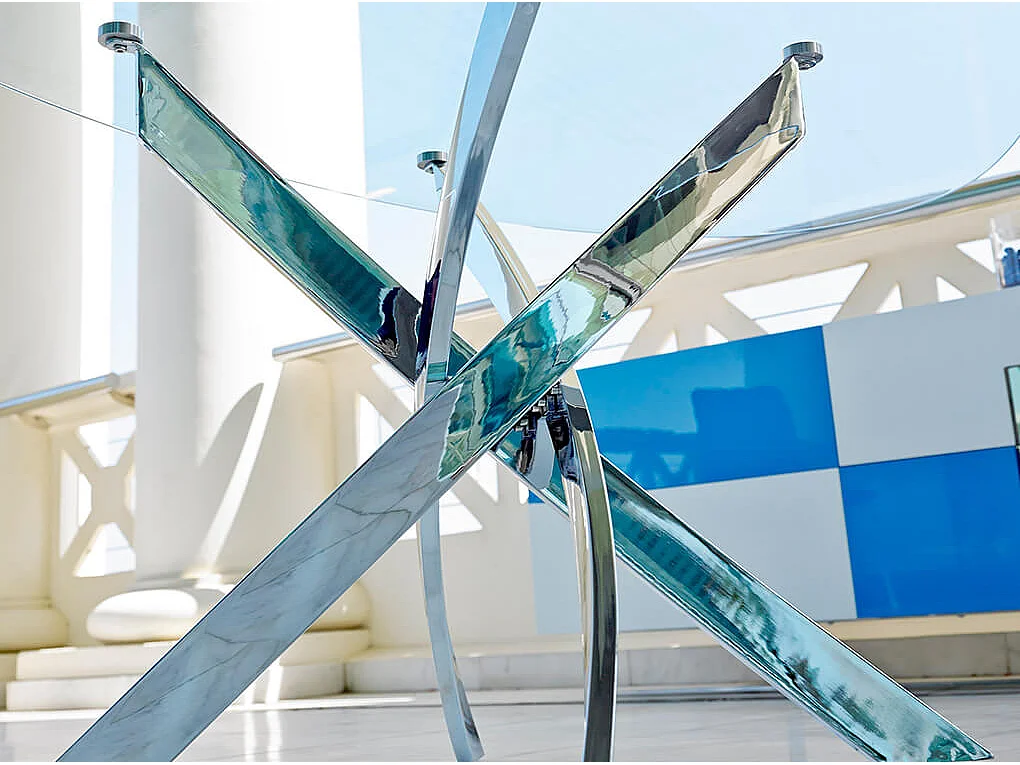 Eettafel rond gehard glas en verchroomd staal 1061-Ø110 ANGEL CERDA