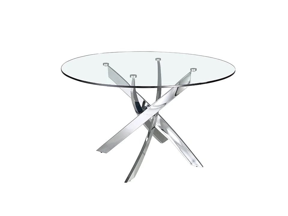 Esstisch runde gehärtetes Glas aus verchromter Stahl 1061-Ø110 ANGEL CERDA