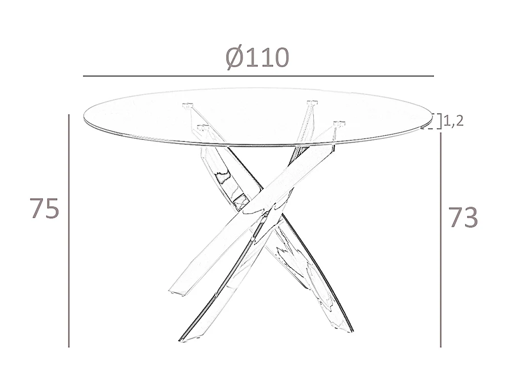 Esstisch runde gehärtetes Glas aus verchromter Stahl 1061-Ø110 ANGEL CERDA