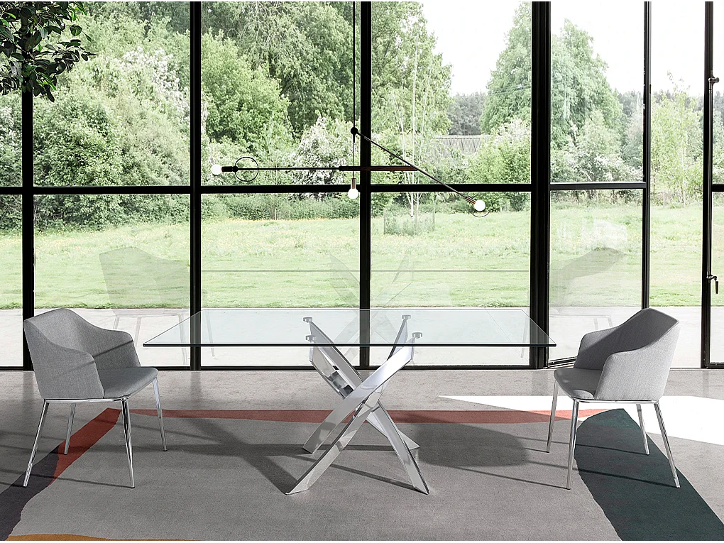 Table à manger courbée en acier et verre 1061 ANGEL CERDA