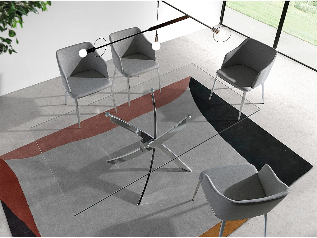 Table à manger courbée en acier et verre 1061 ANGEL CERDA