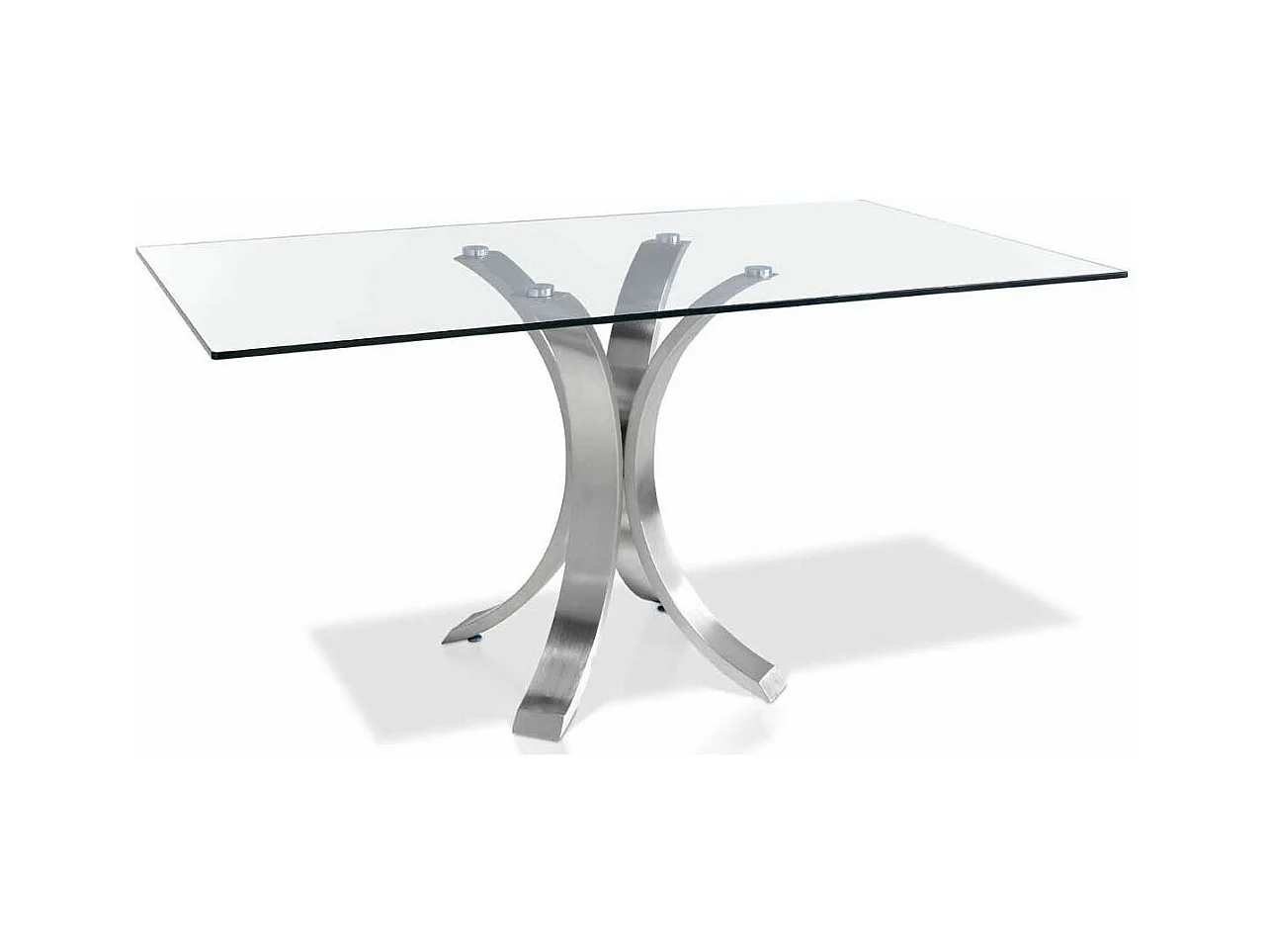 Table à manger avec base courbée en acier poli