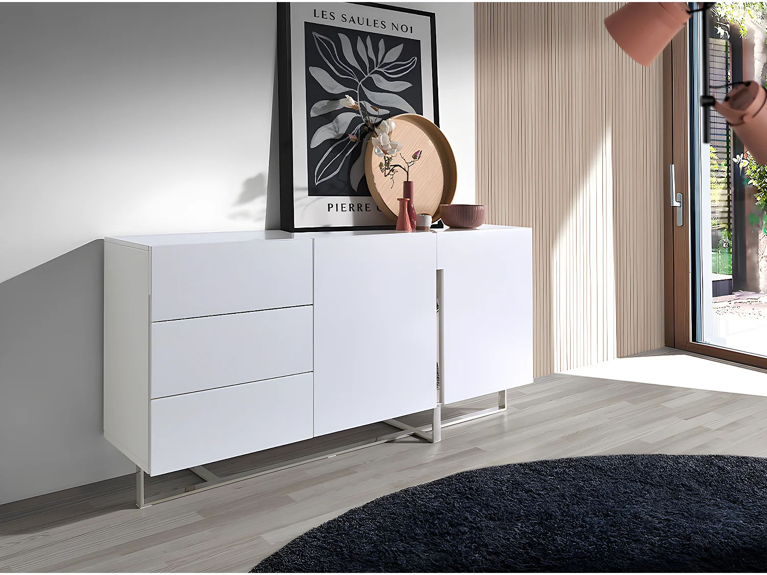 Aparador blanco patas acero  3051 ANGEL CERDA