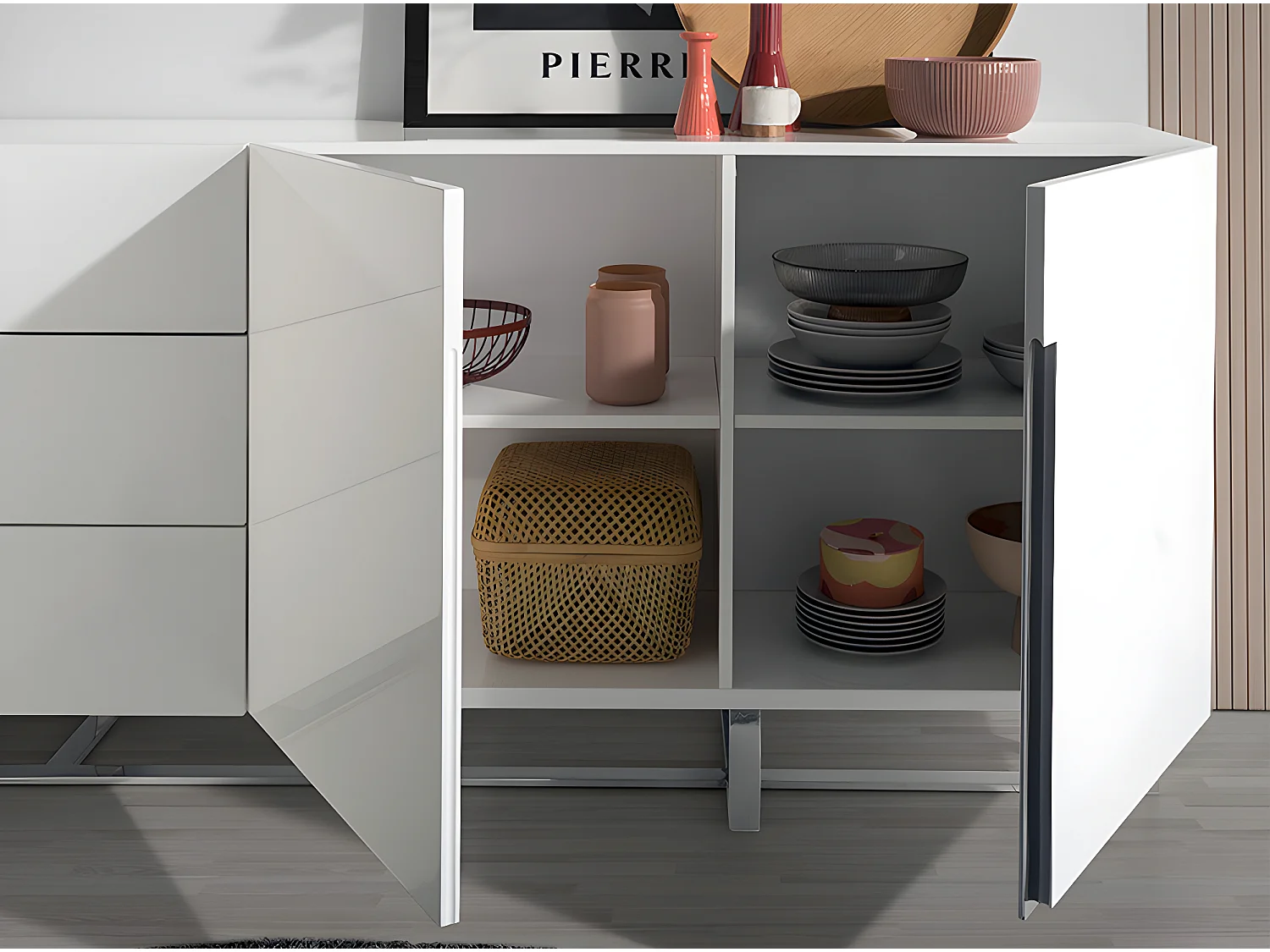 Aparador blanco patas acero  3051 ANGEL CERDA