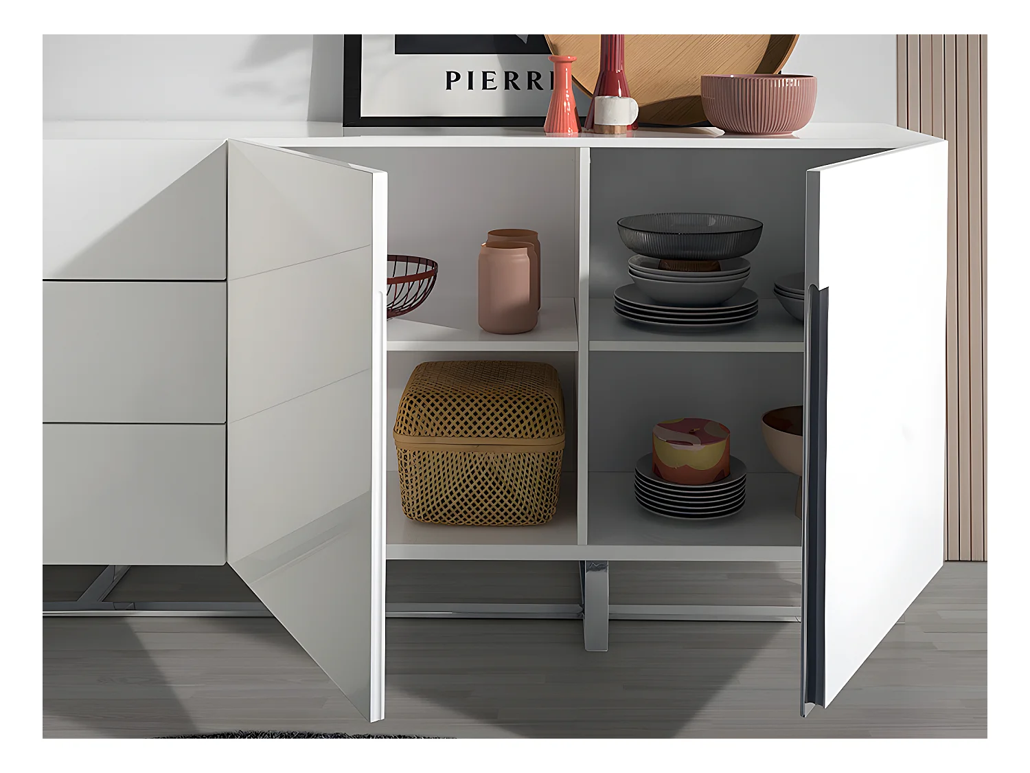 Weißes Sideboard mit Stahlbeinen  3051 ANGEL CERDA