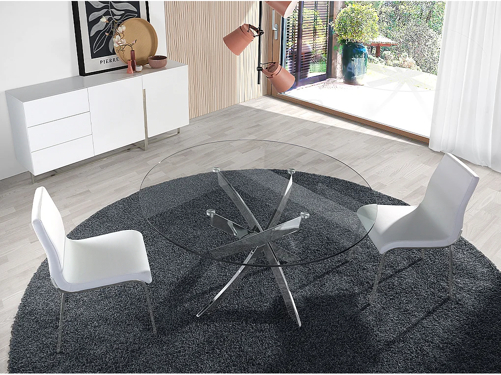 Buffet en bois blanc et acier chromé 3051 ANGEL CERDA