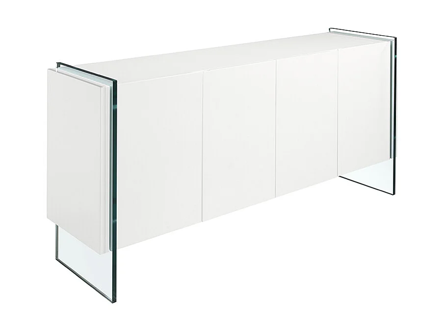 Kredens białe drewno i szkło hartowane