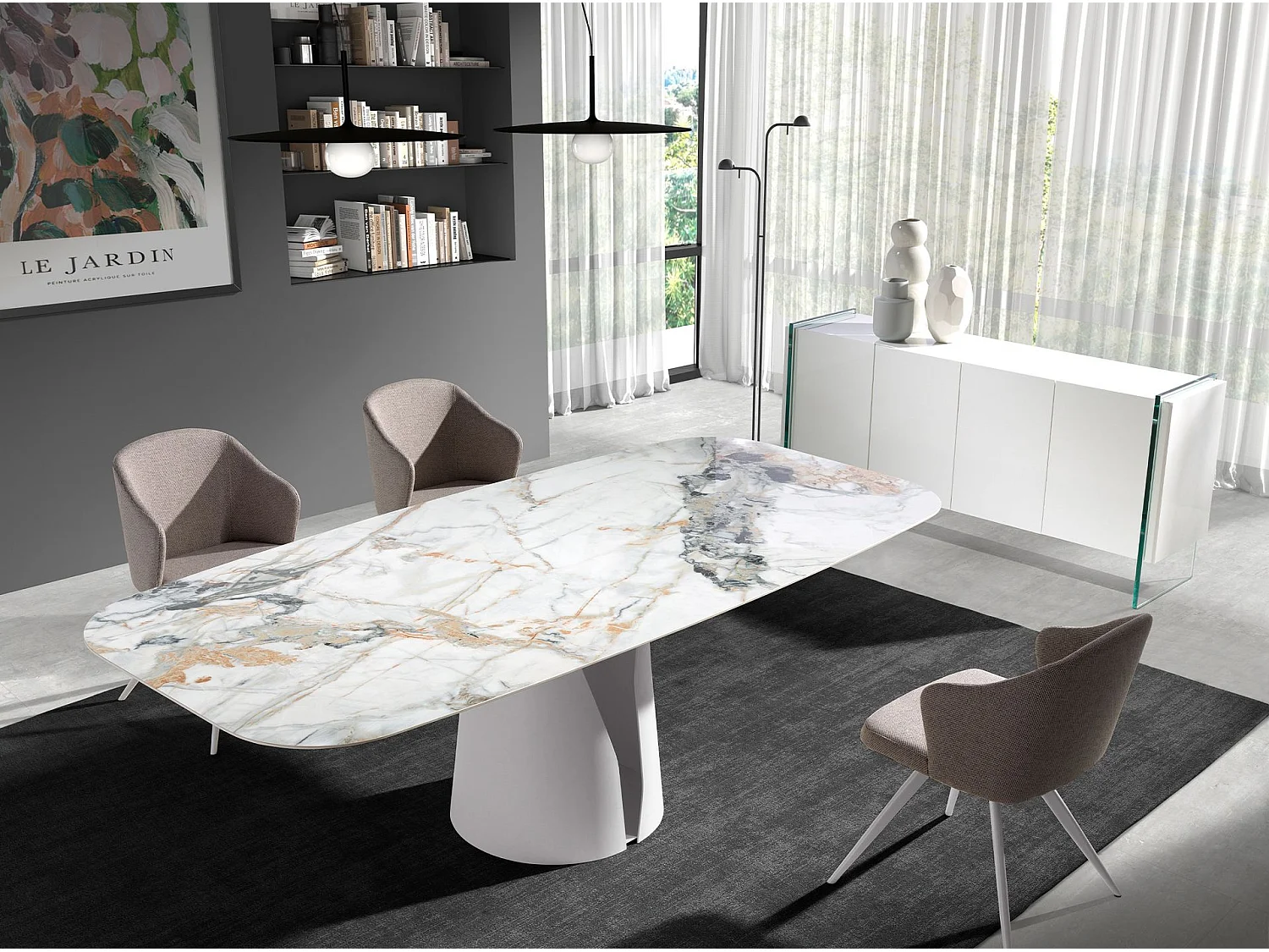 Credenza in legno bianco e vetro temperato   3058 ANGEL CERDA