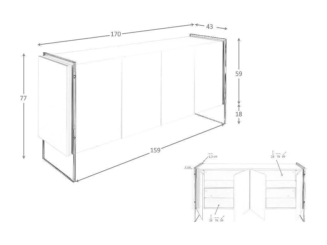 Credenza in legno bianco e vetro temperato   3058 ANGEL CERDA
