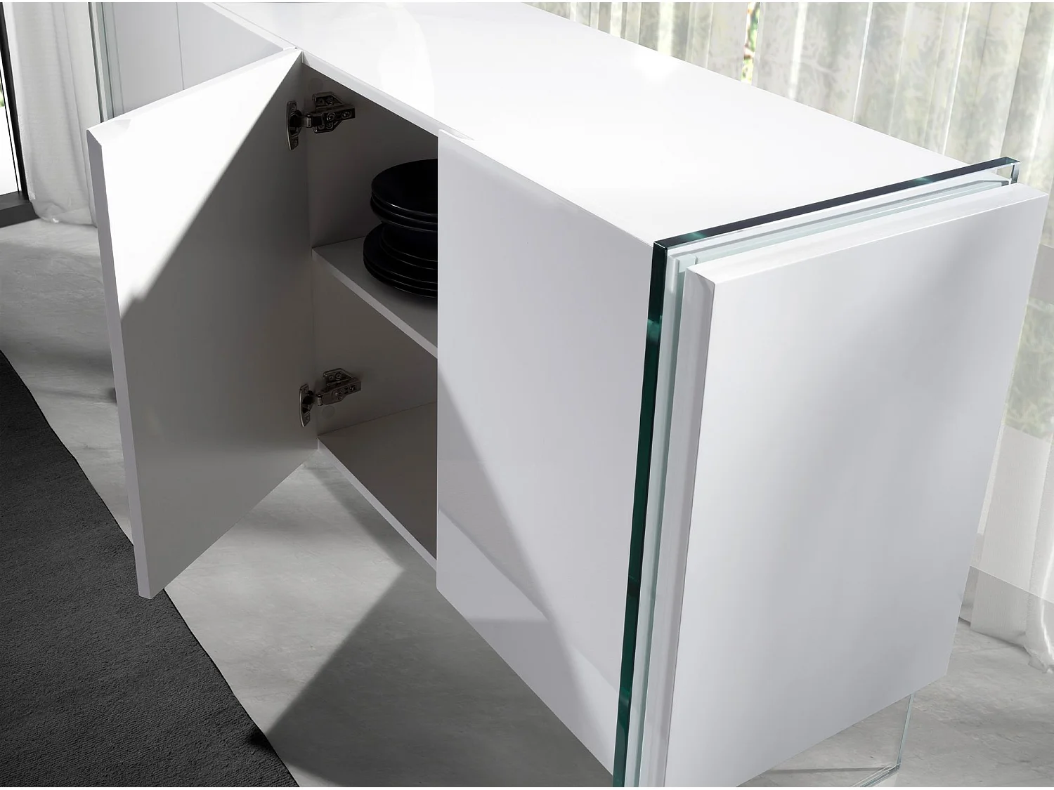 Dressoir wit hout en gehard glas 3058 ANGEL CERDA