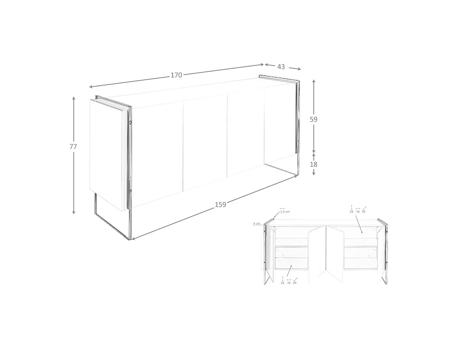 Dressoir wit hout en gehard glas 3058 ANGEL CERDA