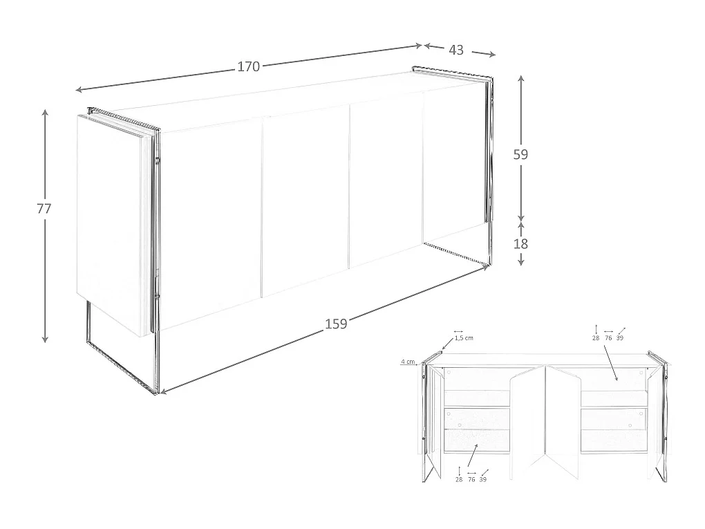 Dressoir wit hout en gehard glas 3058 ANGEL CERDA