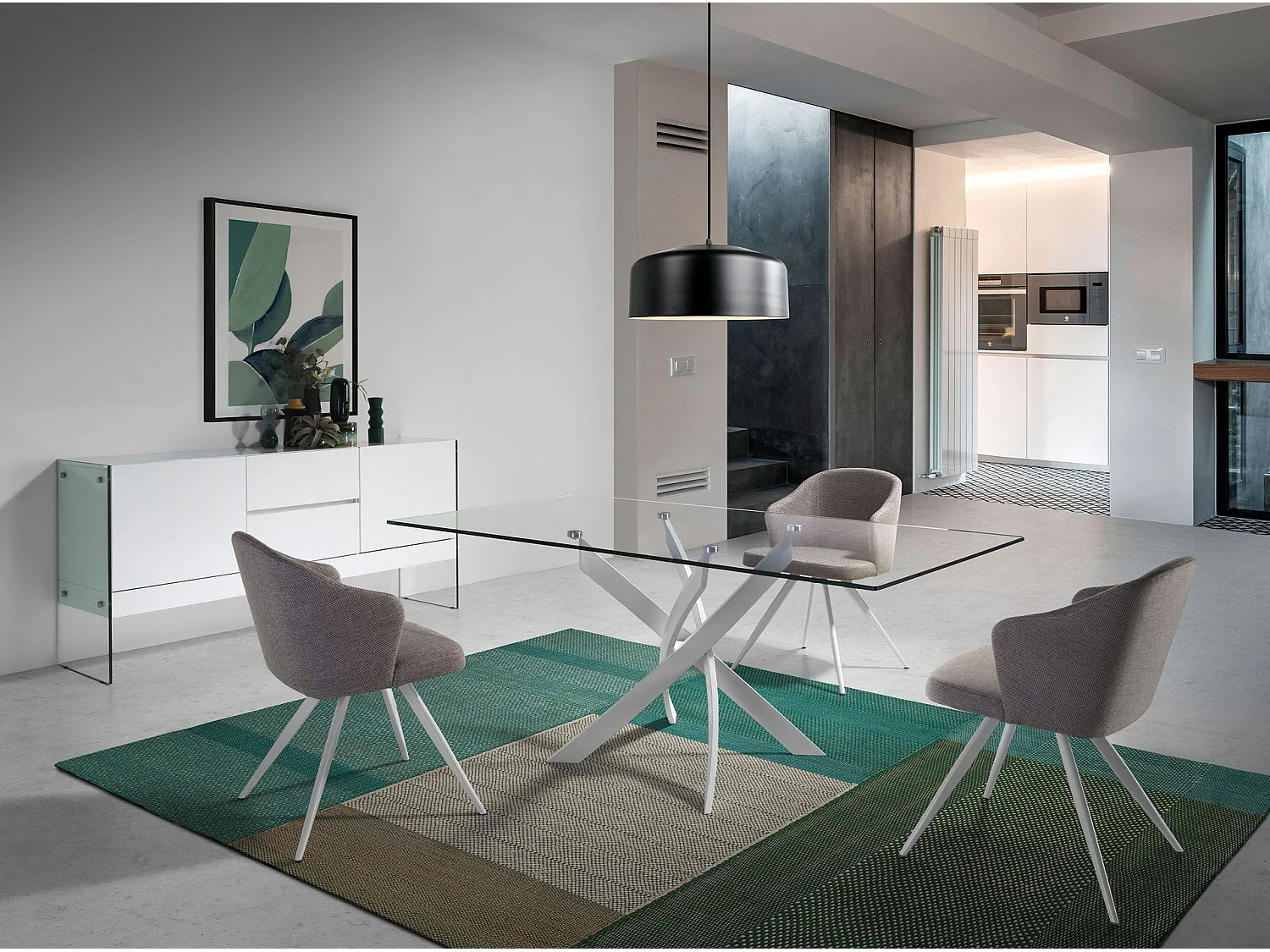 Buffet en bois blanc et verre trempé 3063 ANGEL CERDA