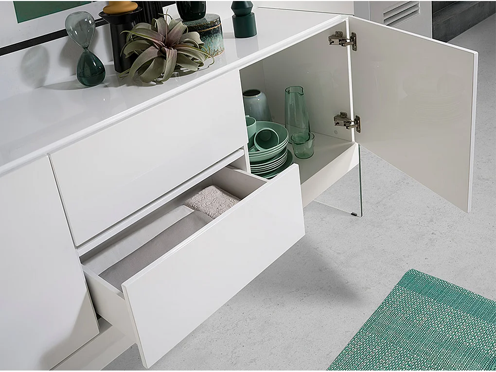 Dressoir van wit hout en gehard glas 3063 ANGEL CERDA