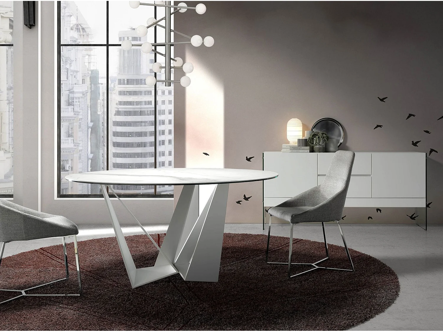 Credenza in legno bianco e vetro temperato 3063 ANGEL CERDA