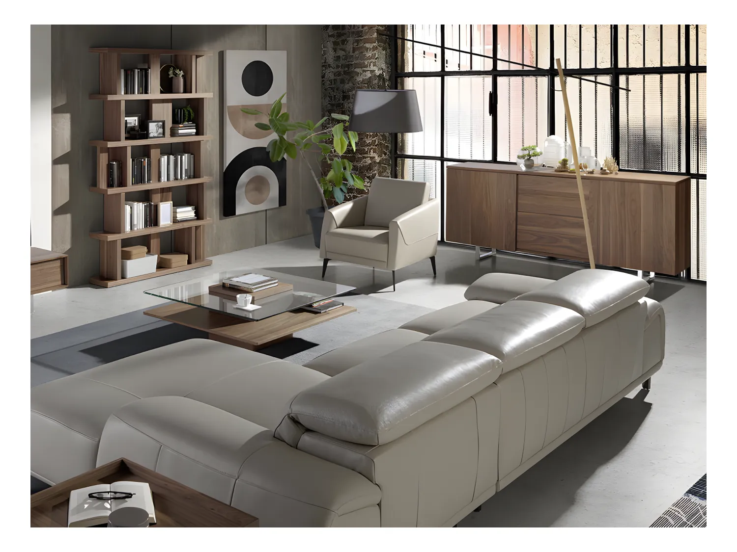 Buffet en bois de noyer et acier chromé 3056 ANGEL CERDA