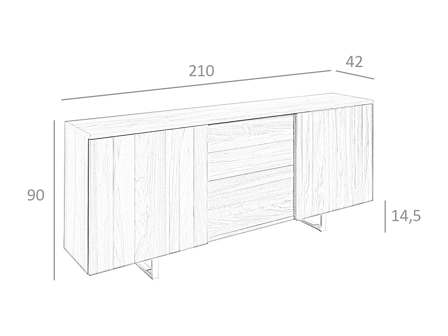 Dressoir walnoot en verchroomd staal 3056 ANGEL CERDA