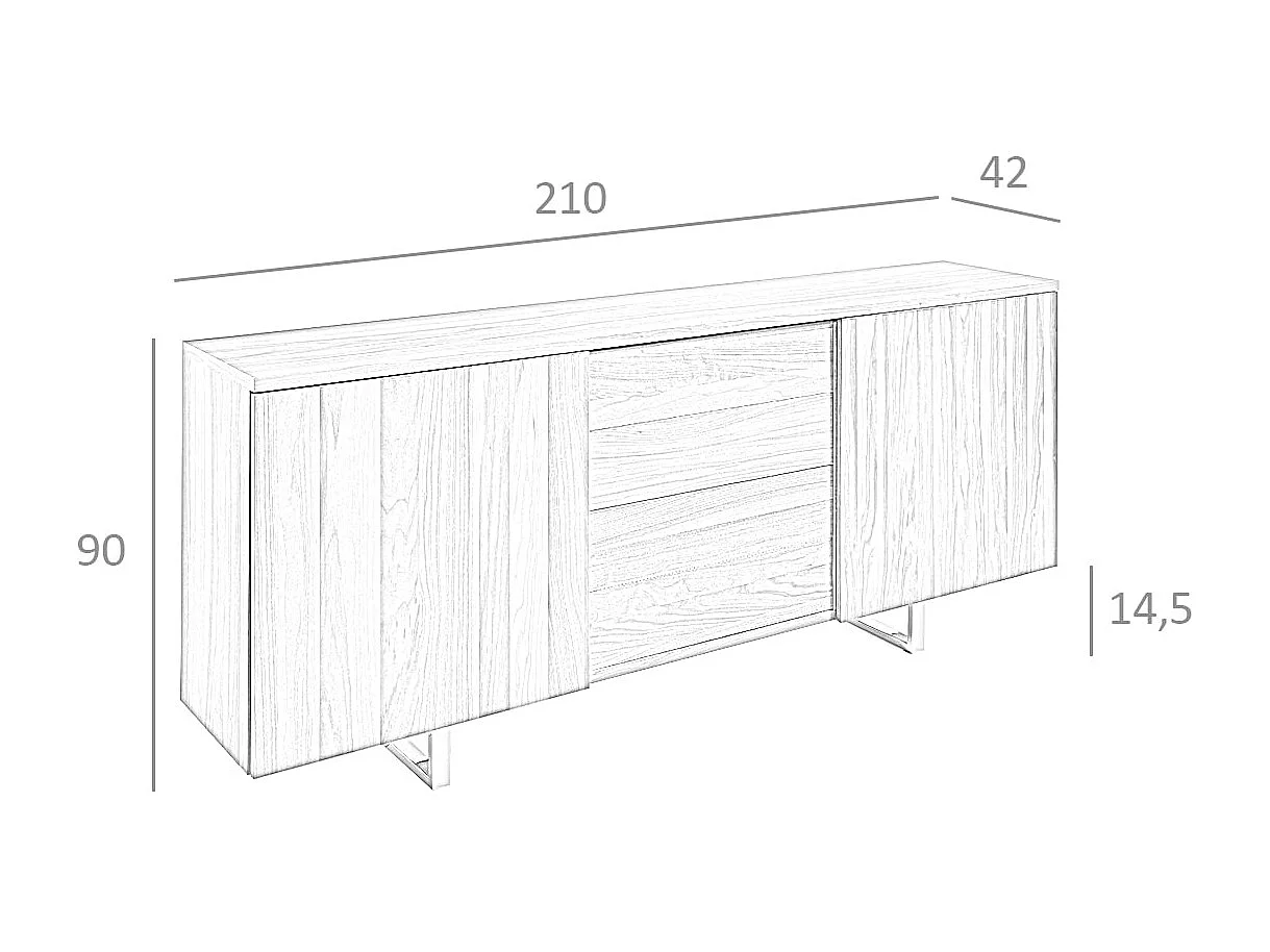 Dressoir walnoot en verchroomd staal 3056 ANGEL CERDA