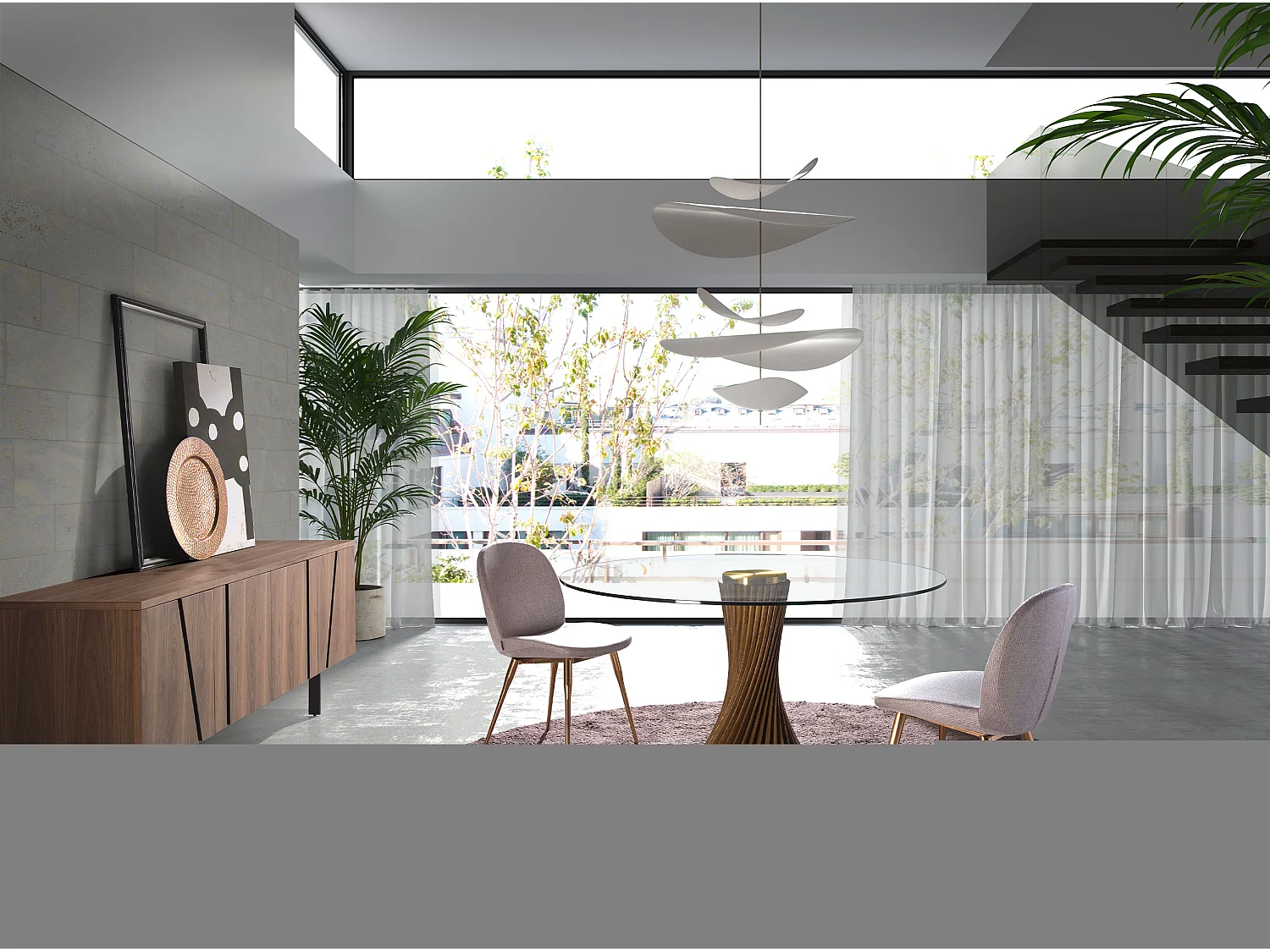 Sideboard Nussbaum und schwarzer Stahl 3124 ANGEL CERDA