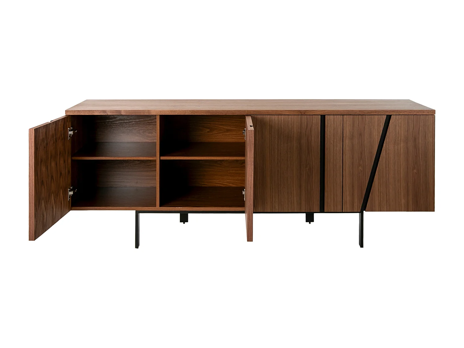 Sideboard Nussbaum und schwarzer Stahl 3124 ANGEL CERDA